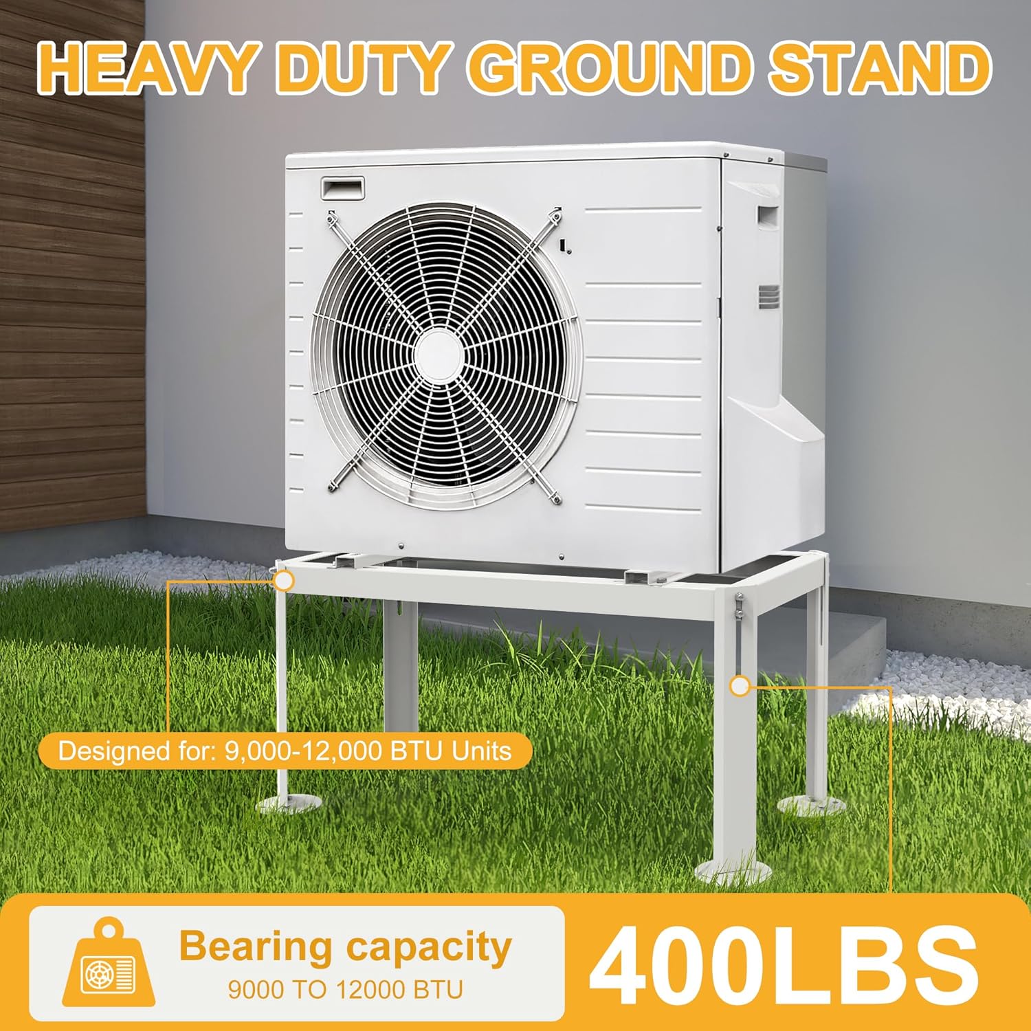 Mini Split Stand, Heavy Duty Ground Stand for 9,000-12,000 BTU Ductless Mini Split Mounting Stand 400LBS Load Capacity Anti-vibration AC Stand